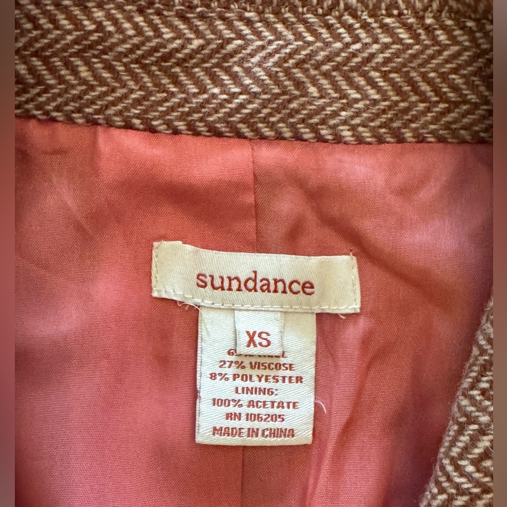 Sundance Tan Herringbone Blazer XS Preppy Academia Old Money Jacket - Picture 2 of 13